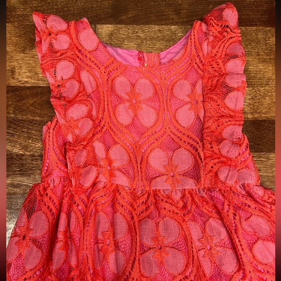 NWT Pink Lace Ruffle-Sleeve Dress 18 Months Osh Kosh’s Genuine Kid, Barbie pink - Picture 4 of 10
